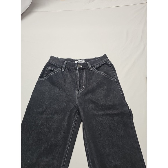 Rsq Y2k Baggy Mens Dark Black Denim Jeans Size 26x30 Carpenter - Picture 8 of 15